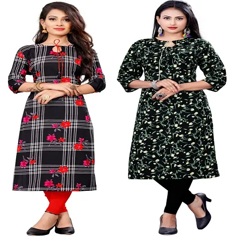 Women Crepe Straight Kurti (Pack Of 3)