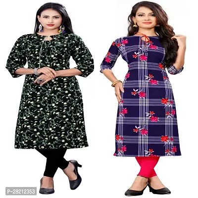 Multicoloured Crepe Printed Kurtas For Women Pack Of 2