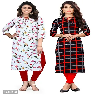 Multicoloured Crepe Printed Kurtas For Women Pack Of 2