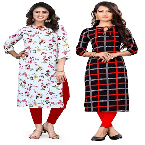 Stylish Crepe Printed Kurta - Pack of 2