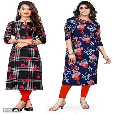 Multicoloured Crepe Printed Kurtas For Women Pack Of 2