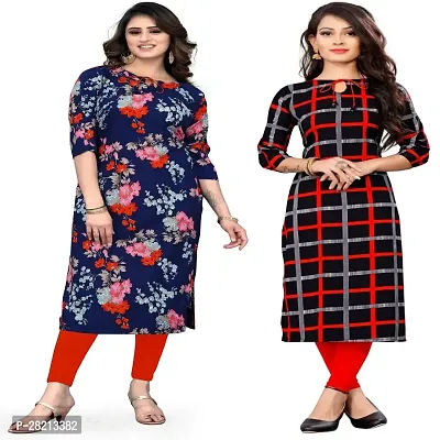 Multicoloured Crepe Printed Kurtas For Women Pack Of 2