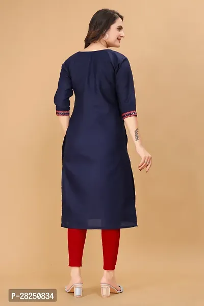 Stylish Blue Cotton Stitched Kurta For Women-thumb2