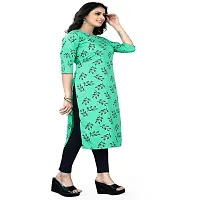 Ms Vhck Enterprise Women Printed American Crepe Fabric 3/4 Sleeve Kurta And Kurti Light Green-thumb2