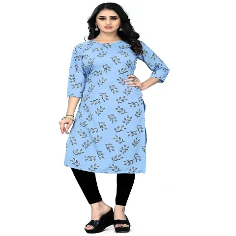 Stylish American Crepe A-Line Printed Kurti