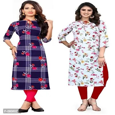 Ms Vhck Enterprise Women For Stylish Latest Printed Crepe A-Line Kurti Kurtis Kurta