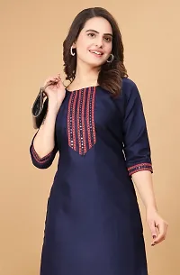 Stylish Blue Cotton Stitched Kurta For Women-thumb2