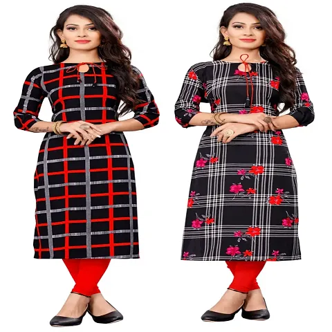 Women Crepe Straight Kurti (Pack Of 3)