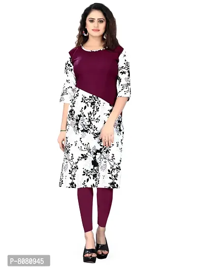 Ms Vhck Enterprise Women For Stylish Latest Printed Crepe A-Line Kurti Kurtis Kurta