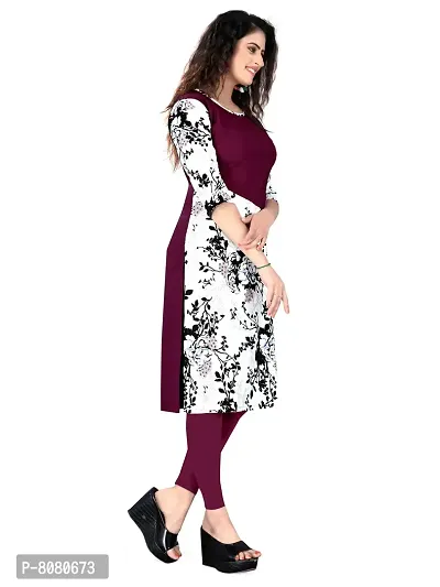 Ms Vhck Enterprise Women For Stylish Latest Printed Crepe A-Line Kurti Kurtis Kurta-thumb2