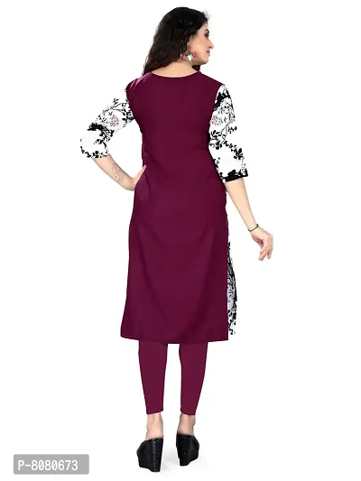 Ms Vhck Enterprise Women For Stylish Latest Printed Crepe A-Line Kurti Kurtis Kurta-thumb3