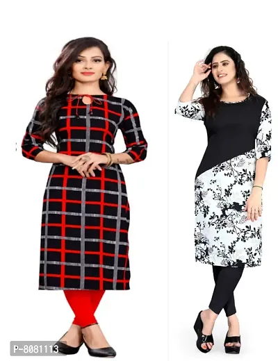 Ms Vhck Enterprise Women For Stylish Latest Printed Crepe A-Line Kurti Kurtis Kurta