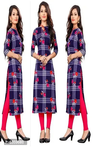 Women Printed Crepe Straight Kurti (Pack Of 2)-thumb0