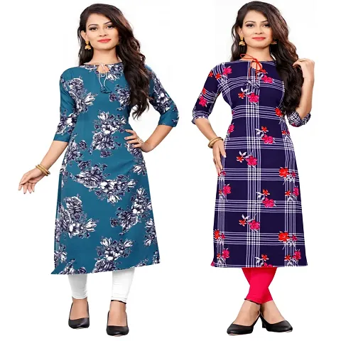 Women Crepe Straight Kurti (Pack Of 3)