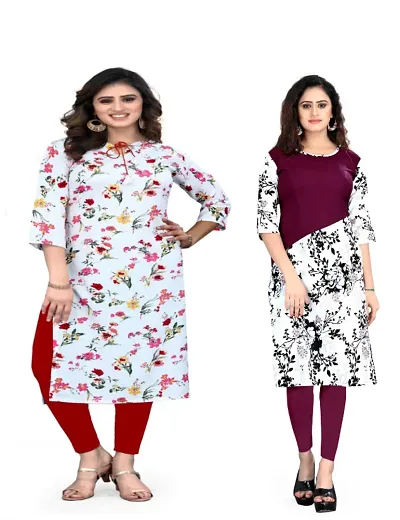 Women Crepe Straight Kurti (Pack Of 3)