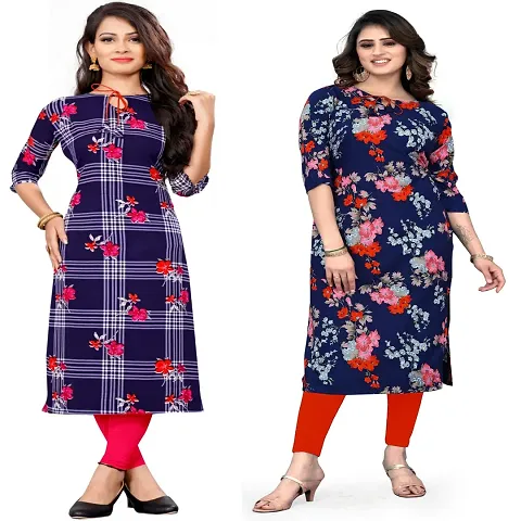 Classic Crepe Printed A-Line Kurti - Combo of 3