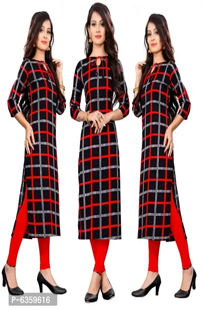 Women Printed Crepe Straight Kurti (Pack Of 2)