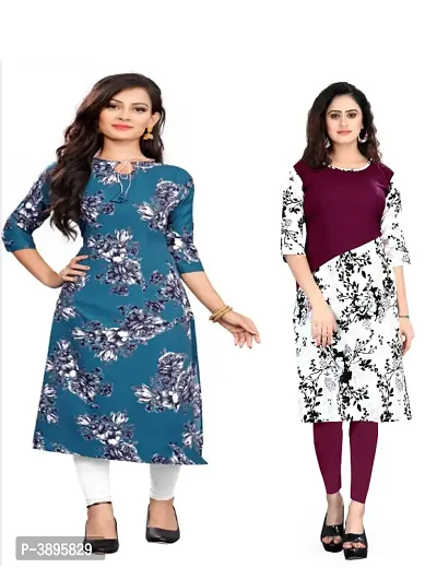 Vhck Enterprise Women Fashion A-Line Crepe Straight Kurti