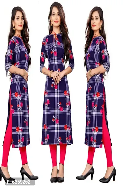 Women Printed Crepe Straight Kurti (Pack Of 2)-thumb0