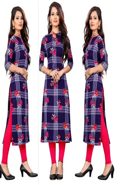 Women Printed Crepe Straight Kurti (Pack Of 2)