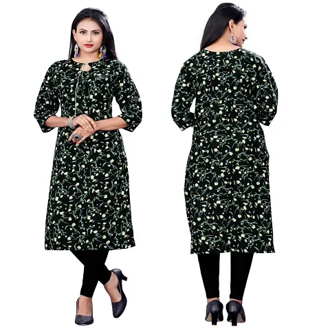 Women Printed Crepe Straight Kurti (Pack Of 2)