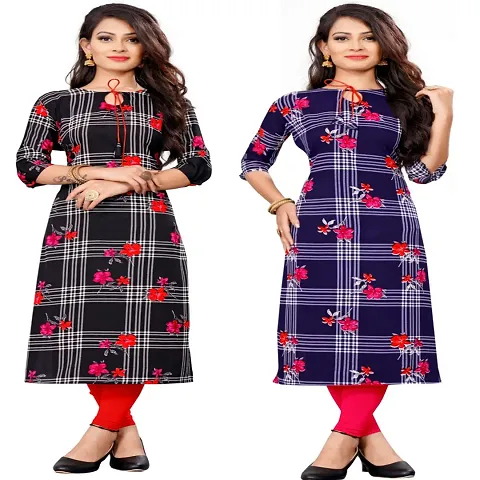 Women Crepe Straight Kurti (Pack Of 3)