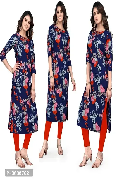 Ms Vhck Enterprise Women For Stylish Latest Printed Crepe A-Line Kurti Kurtis Kurta-thumb0