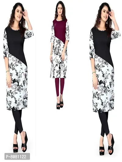 Ms Vhck Enterprise Women For Stylish Latest Printed Crepe A-Line Kurti Kurtis Kurta