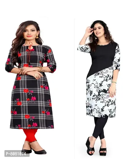 Ms Vhck Enterprise Women For Stylish Latest Printed Crepe A-Line Kurti Kurtis Kurta