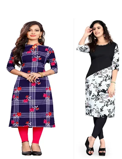 Women Crepe Straight Kurti (Pack Of 3)