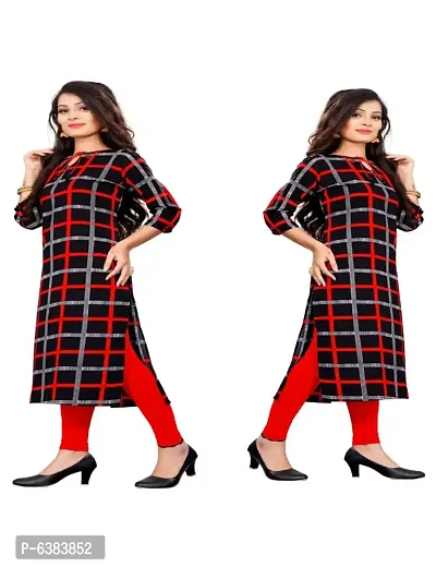 Women Printed Crepe Straight Kurti (Pack Of 2)