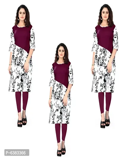 Women Printed Crepe Straight Kurti (Pack Of 2)