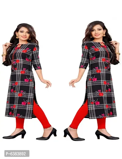 Women Printed Crepe Straight Kurti (Pack Of 2)