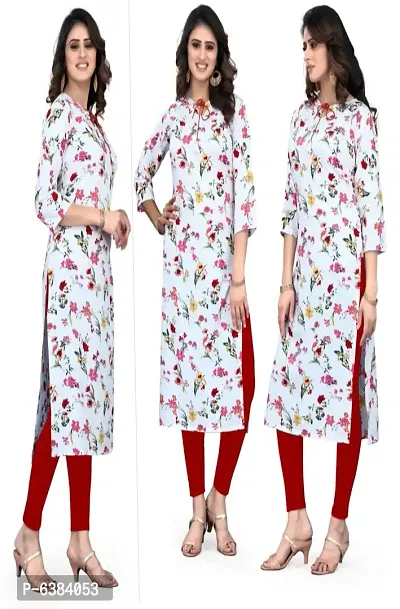 Women Printed Crepe Straight Kurti (Pack Of 2)