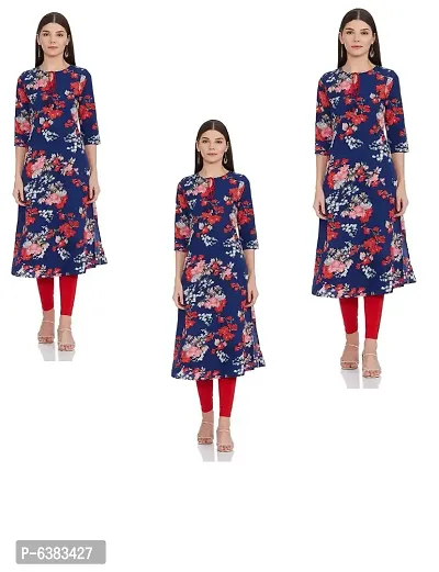 Women Printed Crepe Straight Kurti (Pack Of 2)