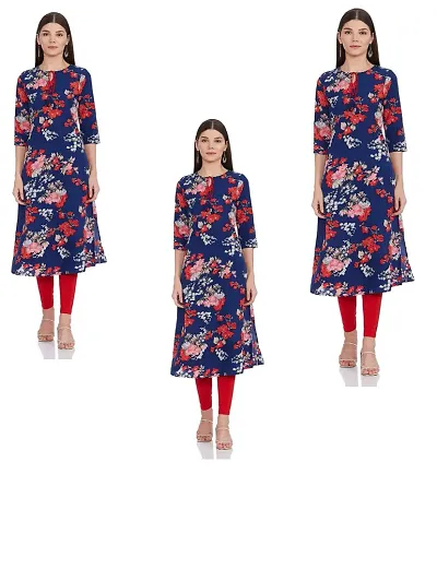 Women Crepe Straight Kurti (Pack Of 2)