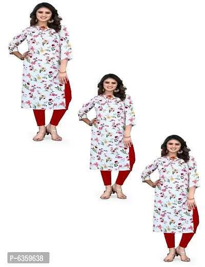 Women Printed Crepe Straight Kurti (Pack Of 2)