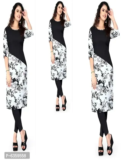 Women Printed Crepe Straight Kurti (Pack Of 2)