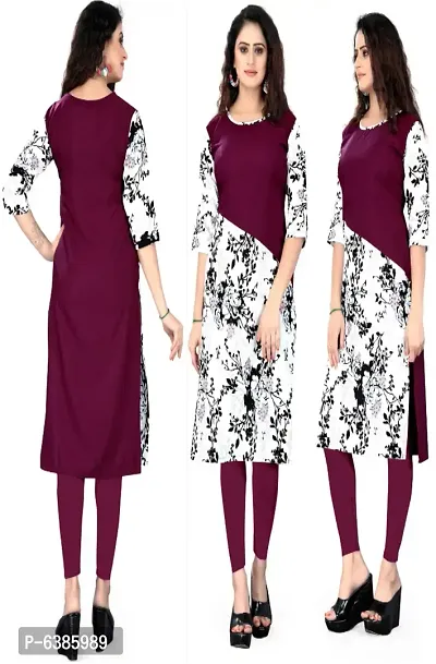 Women Printed Crepe Straight Kurti With Shirt Collor Nack