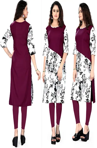 Women Crepe Straight Kurti With Shirt Collor Nack