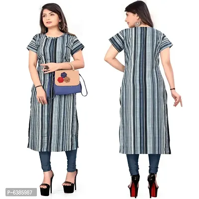 Women Printed Crepe Straight Kurti With Shirt Collor Nack-thumb0