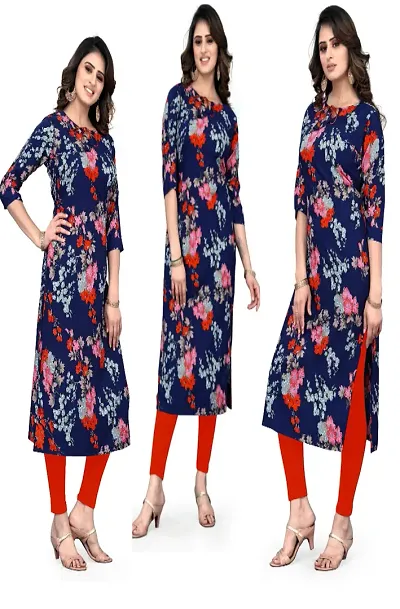 Stylish Crepe Printed A-Line Kurti - Combo of 2