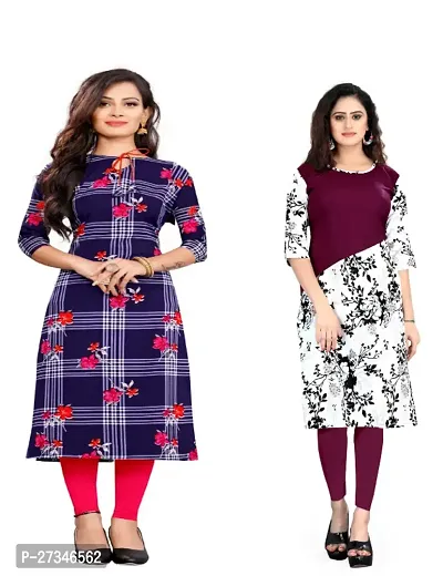 Trendy American Crepe Printed Straight Kurti Pack Of 3