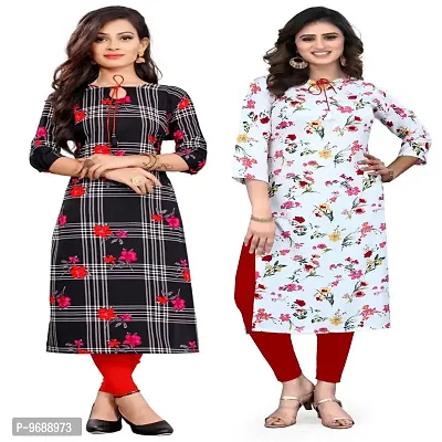 Classic Crepe Printed Kurtis For Women, Pack Of 3