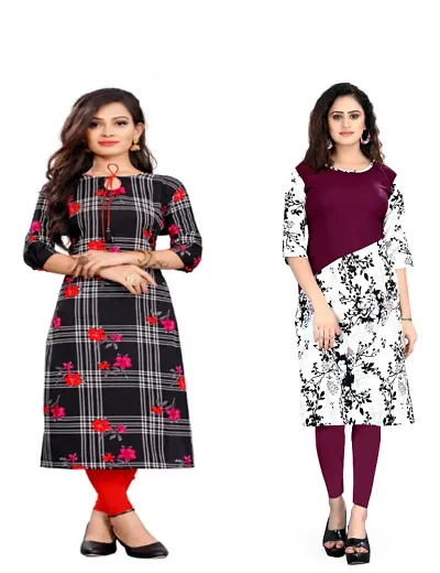 Stylish Crepe Printed Kurti - Combo of 3