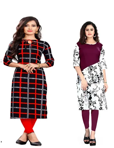 Women Crepe Straight Kurti (Pack Of 3)