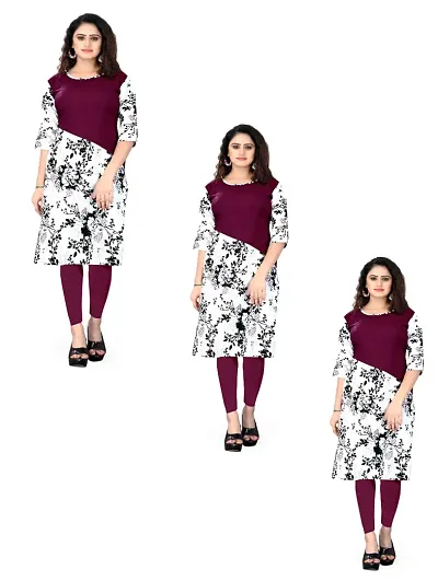 Stylish Crepe Printed Kurti - Combo of 2