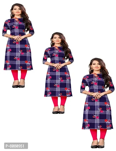 Ms Vhck Enterprise Women For Stylish Latest Printed Crepe A-Line Kurti Kurtis Kurta-thumb0