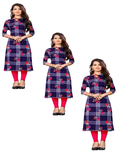 Women Crepe Straight Kurti (Pack Of 3)