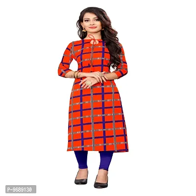 Stylish Red Crepe Stitched Kurta For Women-thumb3